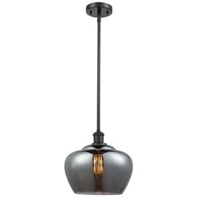 Innovations Lighting Ballston Fenton 11" Matte Black Mini Pendant W/ Plated Smoke Shade