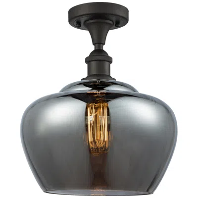 Innovations Lighting Ballston Fenton 11" Wide Bronze Semi Flush Mount W/ Plated Smoke Shade