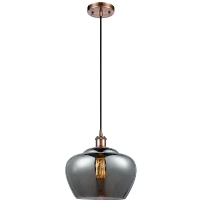 Innovations Lighting Ballston Fenton 11" Wide Copper Corded Mini Pendant W/ Plated Smoke Sh