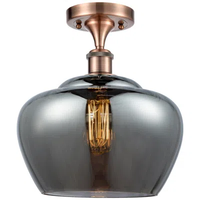 Innovations Lighting Ballston Fenton 11" Wide Copper Semi Flush Mount W/ Plated Smoke Shade