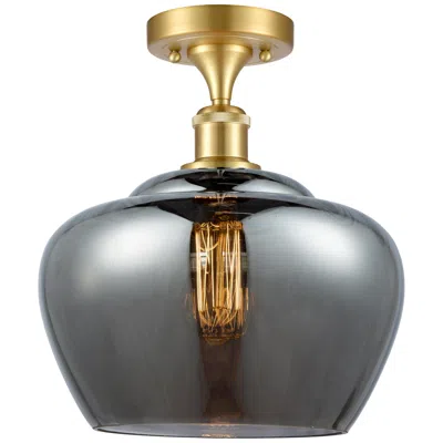 Innovations Lighting Ballston Fenton 11" Wide Satin Gold Semi Flush Mount W/ Plated Smoke S