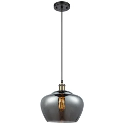 Innovations Lighting Ballston Fenton 11"w Black Brass Corded Mini Pendant W/ Plated Smoke S