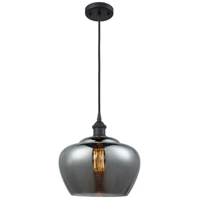 Innovations Lighting Ballston Fenton 11"w Matte Black Corded Mini Pendant W/ Plated Smoke S
