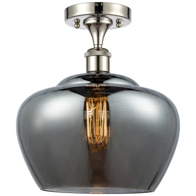 Innovations Lighting Ballston Fenton 11"w Polished Nickel Semi Flush Mount W/ Plated Smoke