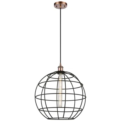 Innovations Lighting Ballston Lake Placid 16"w Antique Copper Corded Pendant With Black Sha