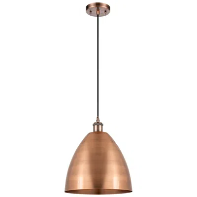 Innovations Lighting Ballston Metal Bristol 12"w Copper Corded Mini Pendant With Black Shad