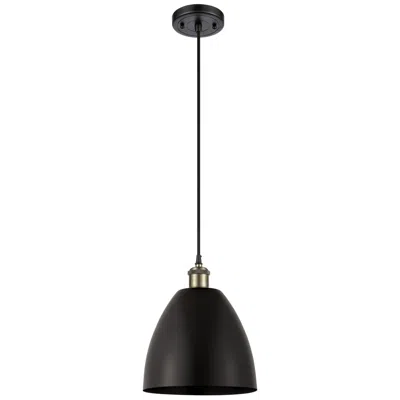 Innovations Lighting Ballston Metal Bristol 9"w Black Brass Corded Mini Pendant With Black