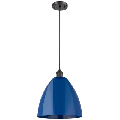 Innovations Lighting Ballston Plymouth Dome 12" Wide Bronze Corded Mini Pendant W/ Blue Sha