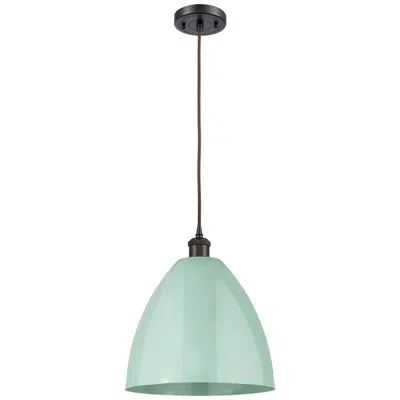 Innovations Lighting Ballston Plymouth Dome 12" Wide Bronze Corded Mini Pendant W/ Seafoam