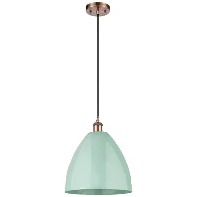 Innovations Lighting Ballston Plymouth Dome 12" Wide Copper Corded Mini Pendant W/ Seafoam