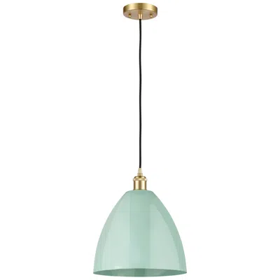 Innovations Lighting Ballston Plymouth Dome 12" Wide Gold Corded Mini Pendant W/ Seafoam Sh