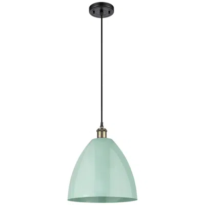 Innovations Lighting Ballston Plymouth Dome 12"w Black Brass Corded Mini Pendant Seafoam Sh