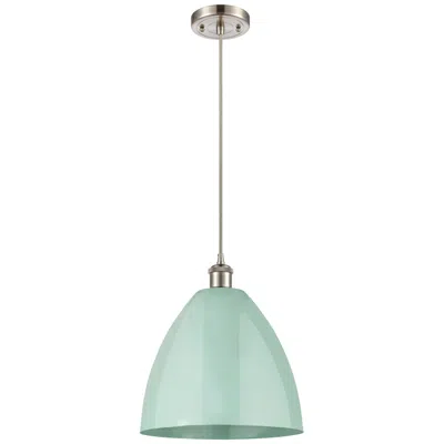 Innovations Lighting Ballston Plymouth Dome 12"w Brushed Nickel Cord Mini Pendant Seafoam S