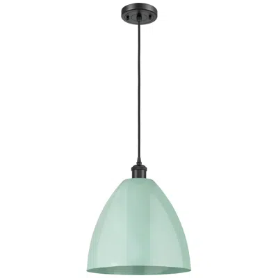 Innovations Lighting Ballston Plymouth Dome 12"w Matte Black Corded Mini Pendant Seafoam Sh