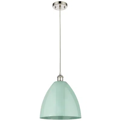 Innovations Lighting Ballston Plymouth Dome 12"w Polished Nickel Cord Mini Pendant Seafoam