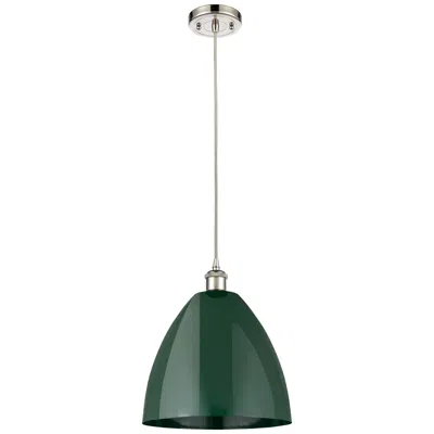 Innovations Lighting Ballston Plymouth Dome 12"w Polished Nickel Corded Mini Pendant Green
