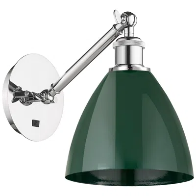 Innovations Lighting Ballston Plymouth Dome 13.25" High Chrome Adjustable Sconce W/ Green S