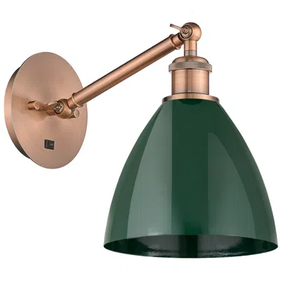 Innovations Lighting Ballston Plymouth Dome 13.25" High Copper Adjustable Sconce W/ Green S