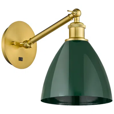 Innovations Lighting Ballston Plymouth Dome 13.25" High Gold Adjustable Sconce W/ Green Sha