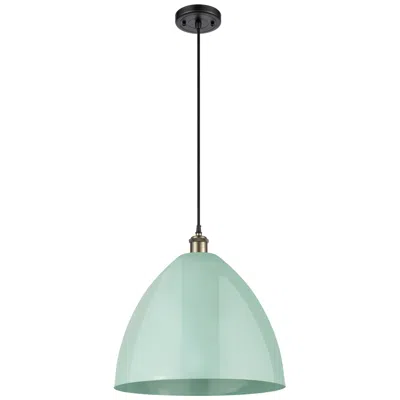 Innovations Lighting Ballston Plymouth Dome 16"w Black Brass Corded Mini Pendant Seafoam Sh