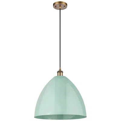 Innovations Lighting Ballston Plymouth Dome 16"w Brushed Brass Corded Mini Pendant Seafoam