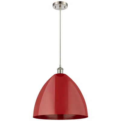 Innovations Lighting Ballston Plymouth Dome 16"w Brushed Nickel Corded Mini Pendant W/ Red