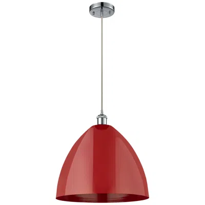 Innovations Lighting Ballston Plymouth Dome 16"w Chrome Corded Mini Pendant W/ Red Shade