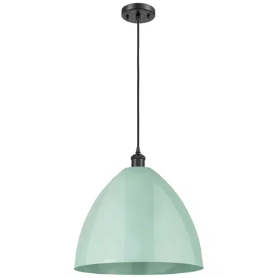 Innovations Lighting Ballston Plymouth Dome 16"w Matte Black Corded Mini Pendant Seafoam Sh
