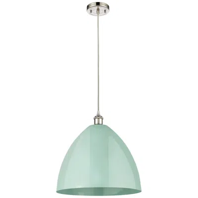 Innovations Lighting Ballston Plymouth Dome 16"w Polished Nickel Cord Mini Pendant Seafoam