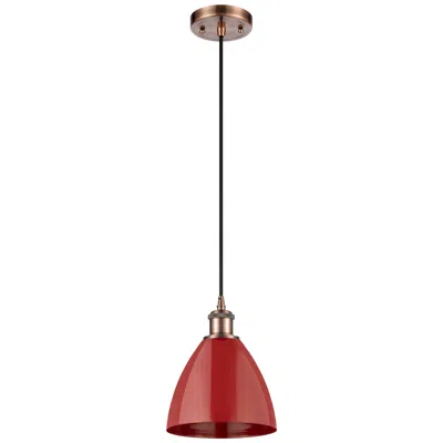 Innovations Lighting Ballston Plymouth Dome 7.5" Wide Copper Corded Mini Pendant W/ Red Sha