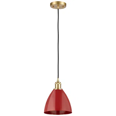Innovations Lighting Ballston Plymouth Dome 7.5" Wide Gold Corded Mini Pendant W/ Red Shade