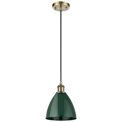 Innovations Lighting Ballston Plymouth Dome 7.5"w Antique Brass Corded Mini Pendant Green S