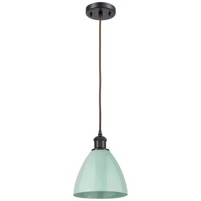 Innovations Lighting Ballston Plymouth Dome 7.5"w Bronze Corded Mini Pendant W/ Seafoam Sha
