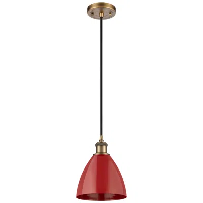Innovations Lighting Ballston Plymouth Dome 7.5"w Brushed Brass Corded Mini Pendant W/ Red