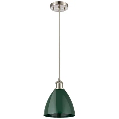 Innovations Lighting Ballston Plymouth Dome 7.5"w Brushed Nickel Corded Mini Pendant Green
