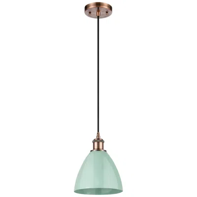 Innovations Lighting Ballston Plymouth Dome 7.5"w Copper Corded Mini Pendant W/ Seafoam Sha