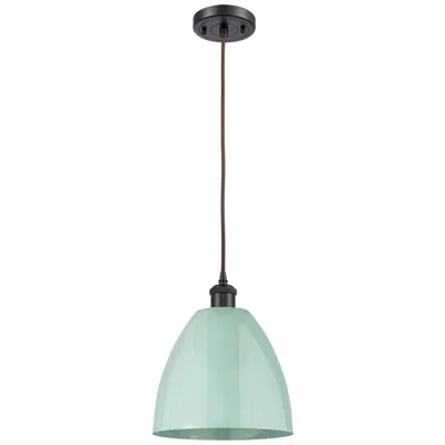 Innovations Lighting Ballston Plymouth Dome 9" Wide Bronze Corded Mini Pendant W/ Seafoam S