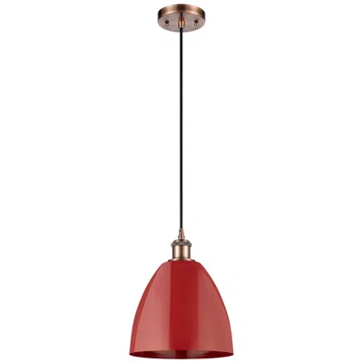Innovations Lighting Ballston Plymouth Dome 9" Wide Copper Corded Mini Pendant W/ Red Shade