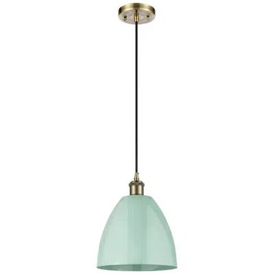 Innovations Lighting Ballston Plymouth Dome 9"w Antique Brass Corded Mini Pendant Seafoam S