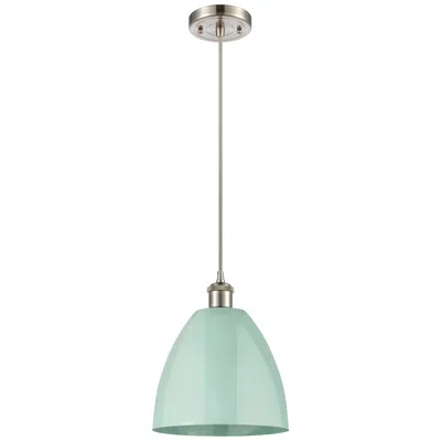 Innovations Lighting Ballston Plymouth Dome 9"w Brushed Nickel Corded Mini Pendant Seafoam