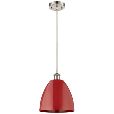 Innovations Lighting Ballston Plymouth Dome 9"w Brushed Nickel Corded Mini Pendant W/ Red S