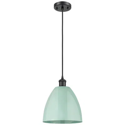 Innovations Lighting Ballston Plymouth Dome 9"w Matte Black Corded Mini Pendant W/ Seafoam