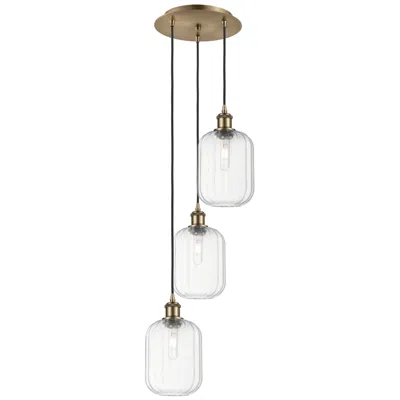 Innovations Lighting Ballston Preston 13"w 3 Light Brass Cord Pendant W/ Clear Jar Shade