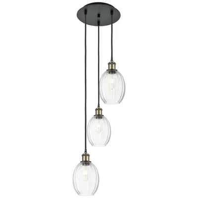 Innovations Lighting Ballston Preston 13"w 3-lt Black Brass Cord Pendant W/ Clear Bulb Shade