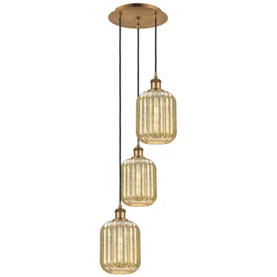 Innovations Lighting Ballston Preston 13"w 3-lt Brushed Brass Cord Pendant W/ Mercury Jar Shade