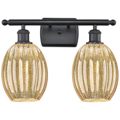 Innovations Lighting Ballston Preston 16"w 2 Light Black Vanity Light W/ Mercury Bulb Shade In Gold