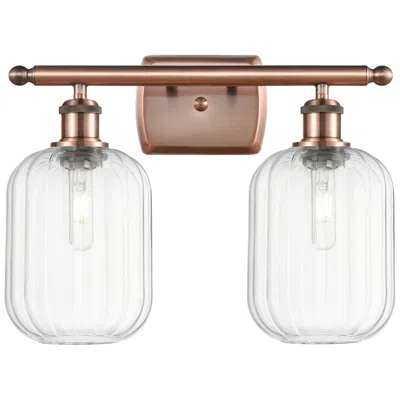 Innovations Lighting Ballston Preston 17"w 2 Light Copper Vanity Light With Clear Jar Shade