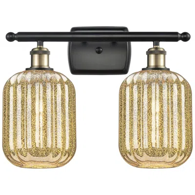 Innovations Lighting Ballston Preston 17"w 2-lt Black Brass Bath Light W/ Mercury Jar Shade
