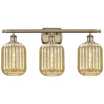 Innovations Lighting Ballston Preston 27"w 3 Light Brass Bath Light With Mercury Jar Shade