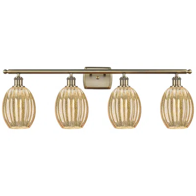 Innovations Lighting Ballston Preston 36"w 4 Light Brass Vanity Light W/ Mercury Bulb Shade In Gold